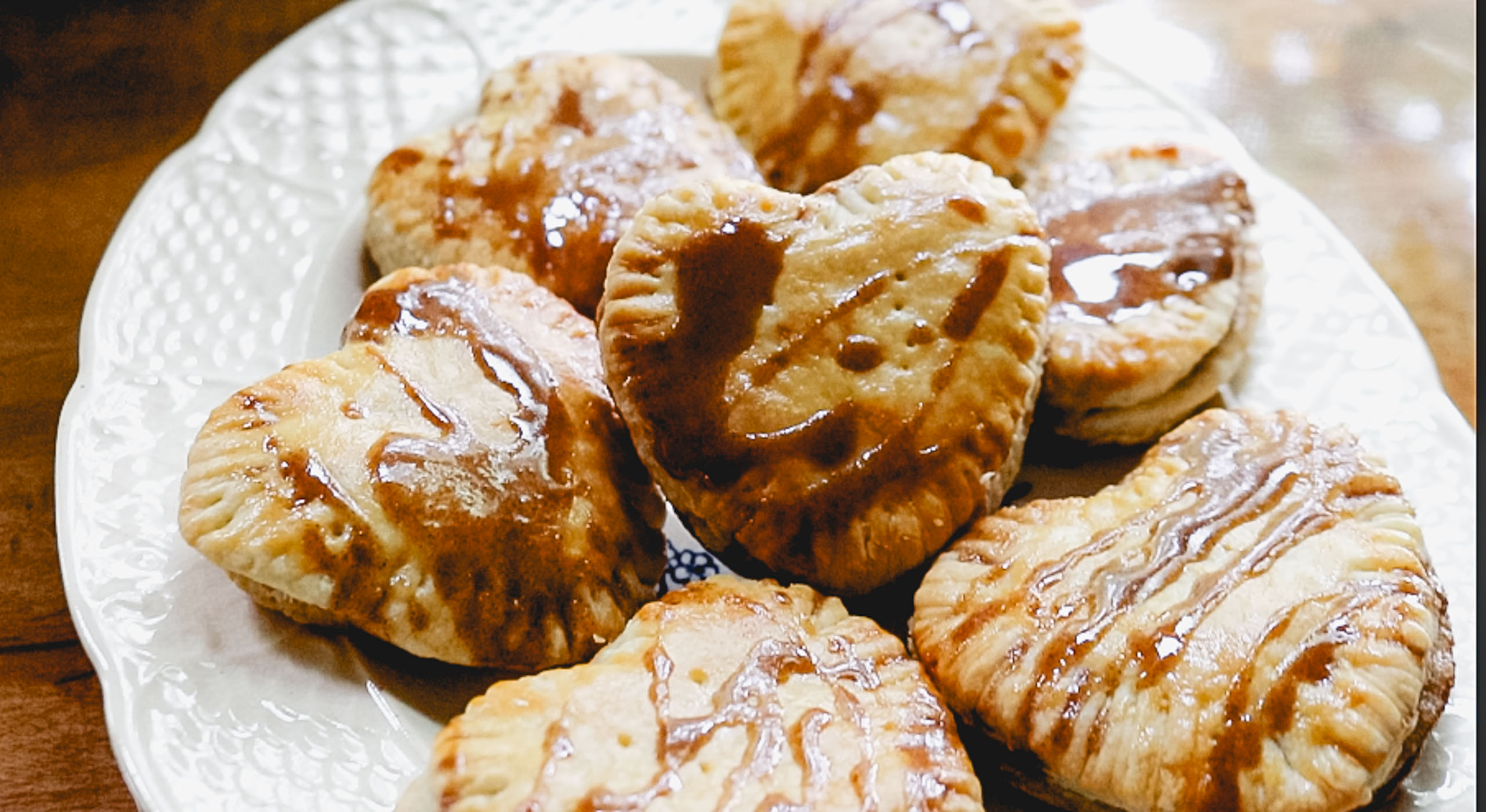 heart shaped pop tart pastries on a white platter